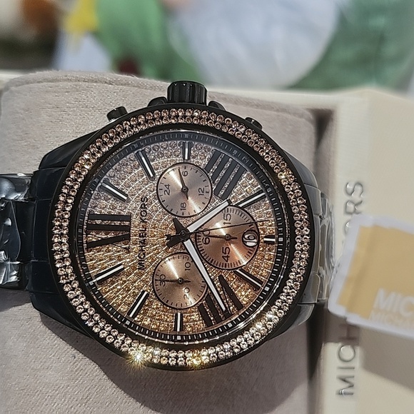 NWT BLACK n ROSE GOLD 42mm MICHAEL KORS WATCH - Picture 2 of 5